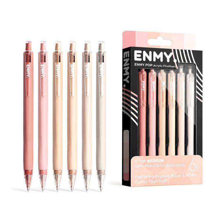 ENMY 6 PCS/Box POP Acrylic Fineliners Washable Colored Gel Pen — Natural Skin Color
