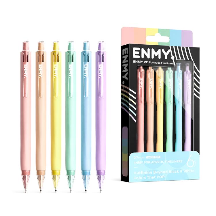 ENMY 6 PCS/Box POP Acrylic Fineliners Washable Colored Gel Pen — Macaron Colors