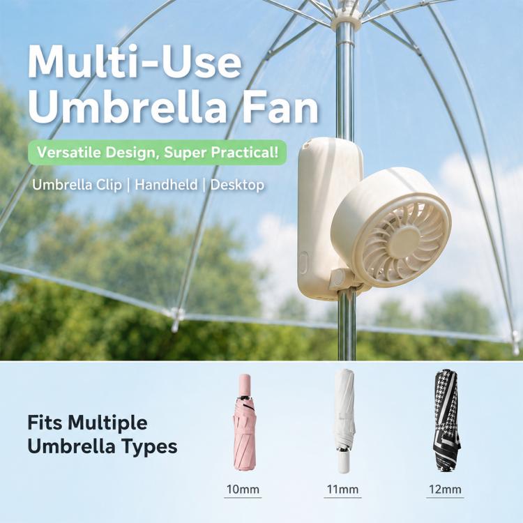 Umbrella Clip Foldable Mini Fan Rechargeable Outdoor Handheld Fan — Green