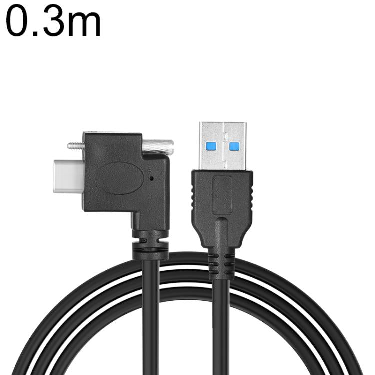 USB 3.0 Male to Left Angle USB-C / Type-C 3.1 Data Cable with Screw-lock
