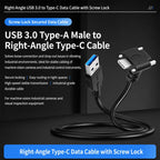 USB 3.0 Male to Left Angle USB-C / Type-C 3.1 Data Cable with Screw-lock — 2m