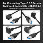 USB 3.0 Male to Left Angle USB-C / Type-C 3.1 Data Cable with Screw-lock — view 6
