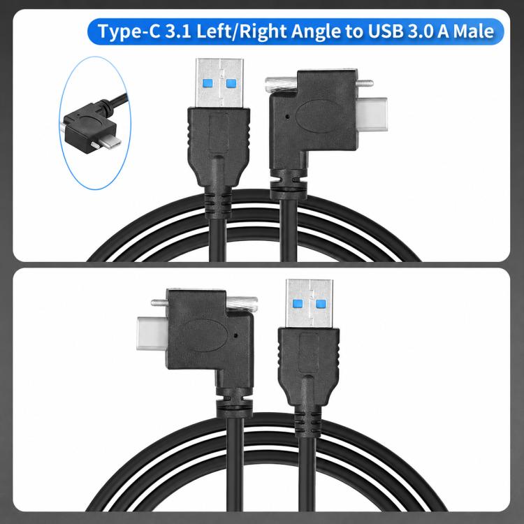 USB 3.0 Male to Left Angle USB-C / Type-C 3.1 Data Cable with Screw-lock — view 13
