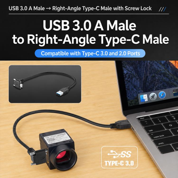 USB 3.0 Male to Down Angle USB-C / Type-C 3.1 Data Cable with Screw-lock — view 11
