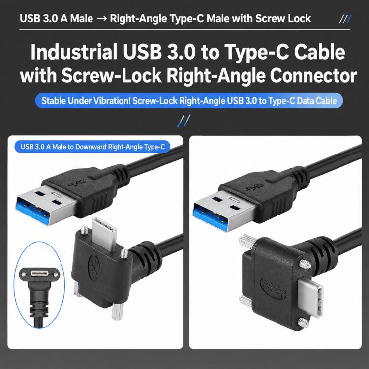 USB 3.0 Male to Down Angle USB-C / Type-C 3.1 Data Cable with Screw-lock — view 12