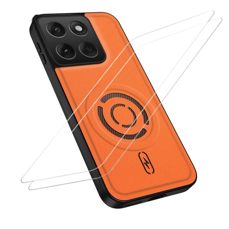 WANLONFENG Tech Fabric Texture Magnetic Phone Case with 2pcs Screen Films