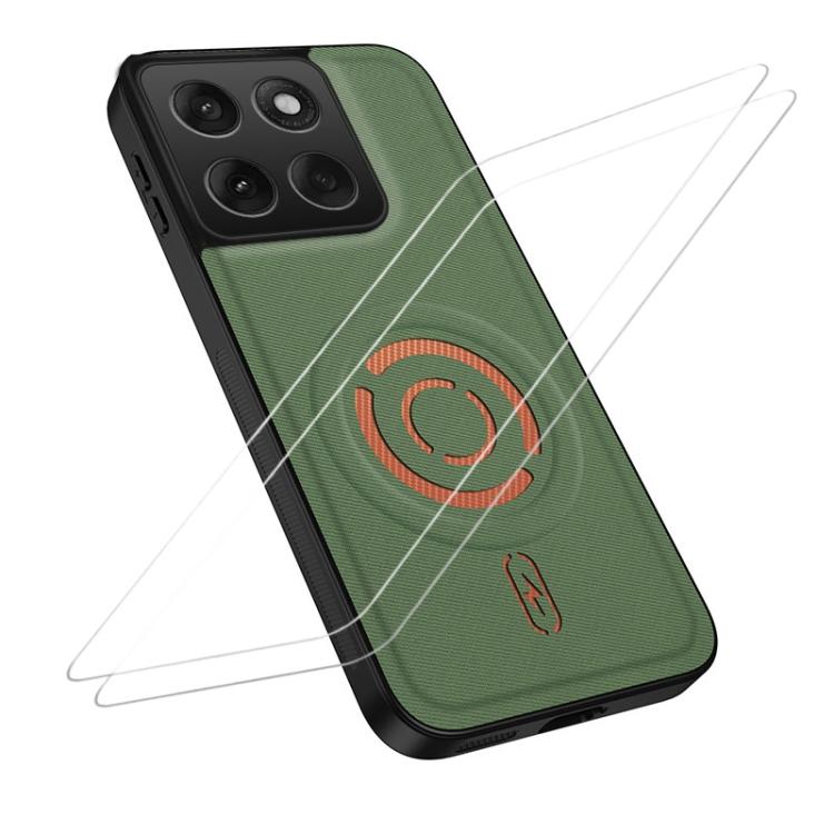 WANLONFENG Tech Fabric Texture Magnetic Phone Case with 2pcs Screen Films