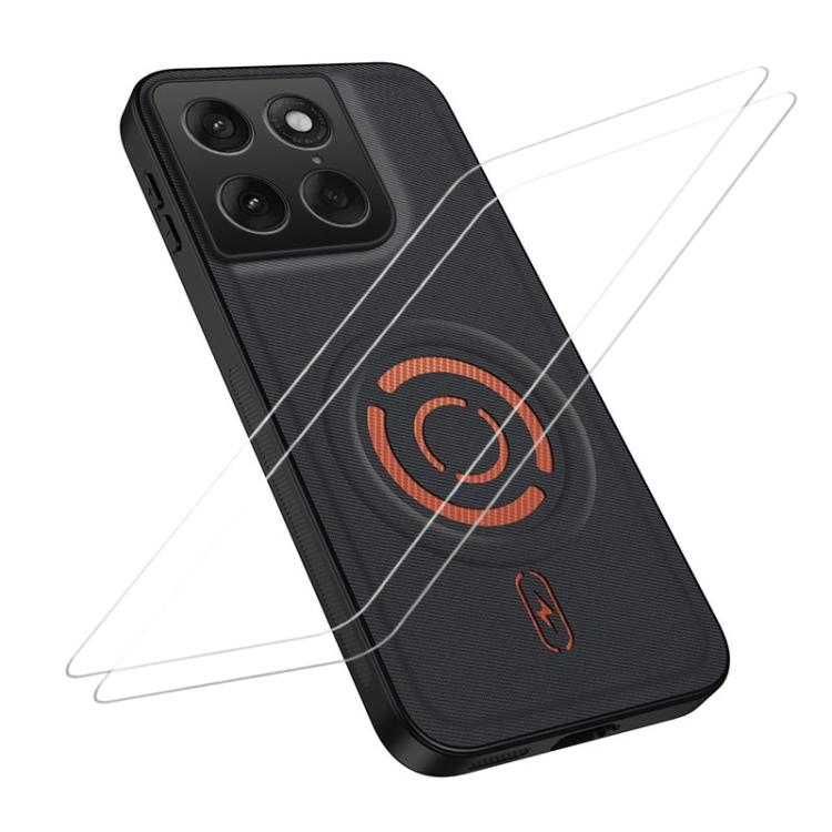 WANLONFENG Tech Fabric Texture Magnetic Phone Case with 2pcs Screen Films