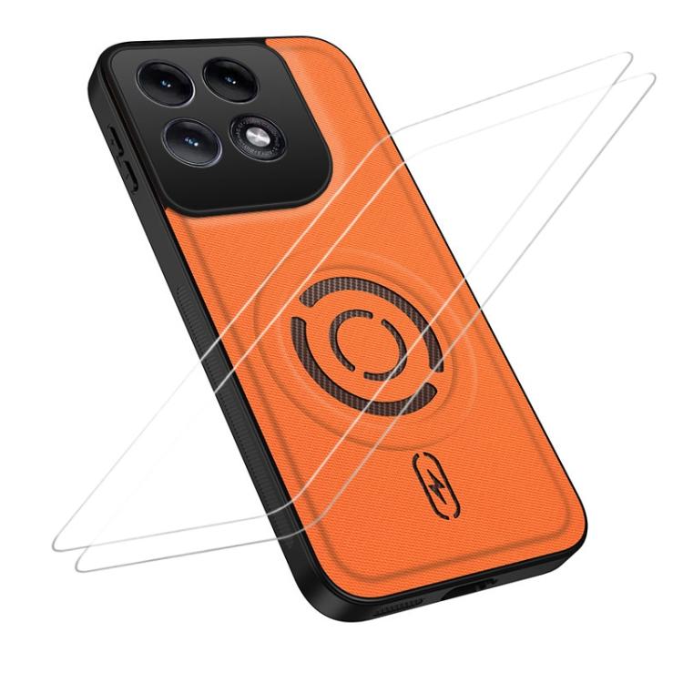 WANLONFENG Tech Fabric Texture Magnetic Phone Case with 2pcs Screen Films