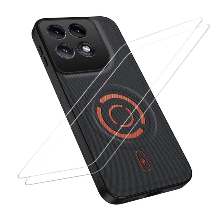 WANLONFENG Tech Fabric Texture Magnetic Phone Case with 2pcs Screen Films