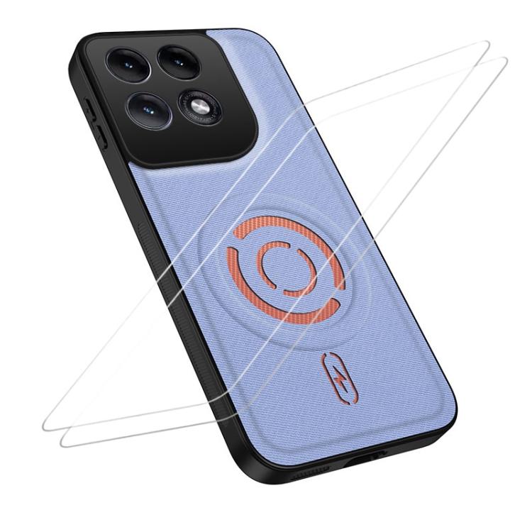WANLONFENG Tech Fabric Texture Magnetic Phone Case with 2pcs Screen Films