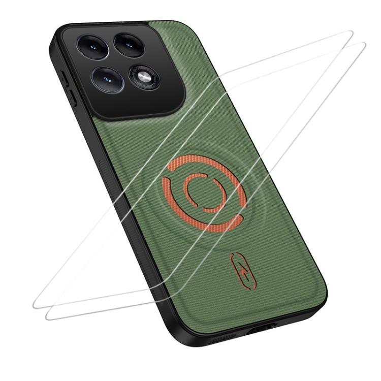 WANLONFENG Tech Fabric Texture Magnetic Phone Case with 2pcs Screen Films