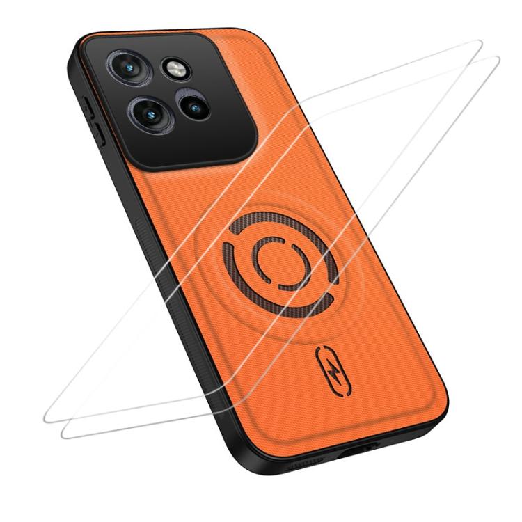WANLONFENG Tech Fabric Texture Magnetic Phone Case with 2pcs Screen Films