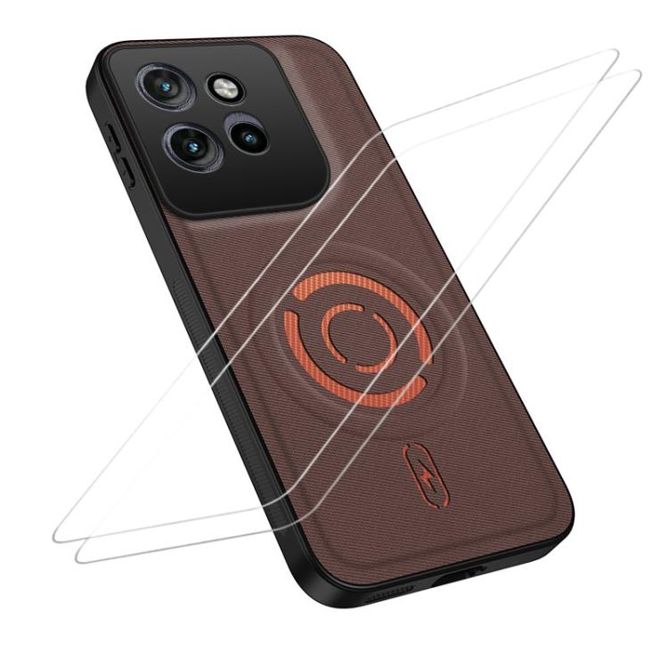 WANLONFENG Tech Fabric Texture Magnetic Phone Case with 2pcs Screen Films