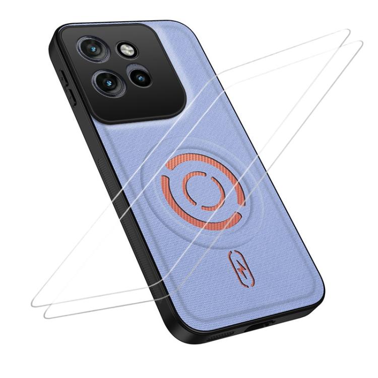 WANLONFENG Tech Fabric Texture Magnetic Phone Case with 2pcs Screen Films