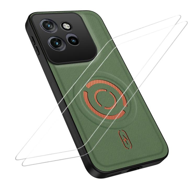 WANLONFENG Tech Fabric Texture Magnetic Phone Case with 2pcs Screen Films
