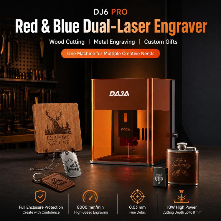 DAJA DJ6 Pro Mini Fully Automatic Laser Engraving Machine