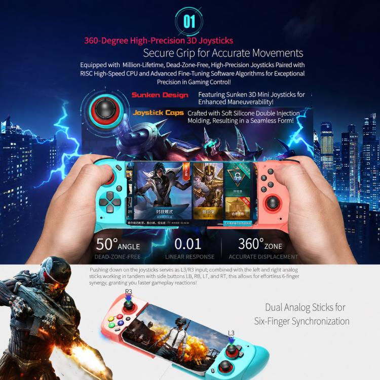 MOCUTE 062 Dual Joysticks & Hall-Effect Triggers Stretchable BT Mobile Game Controller
