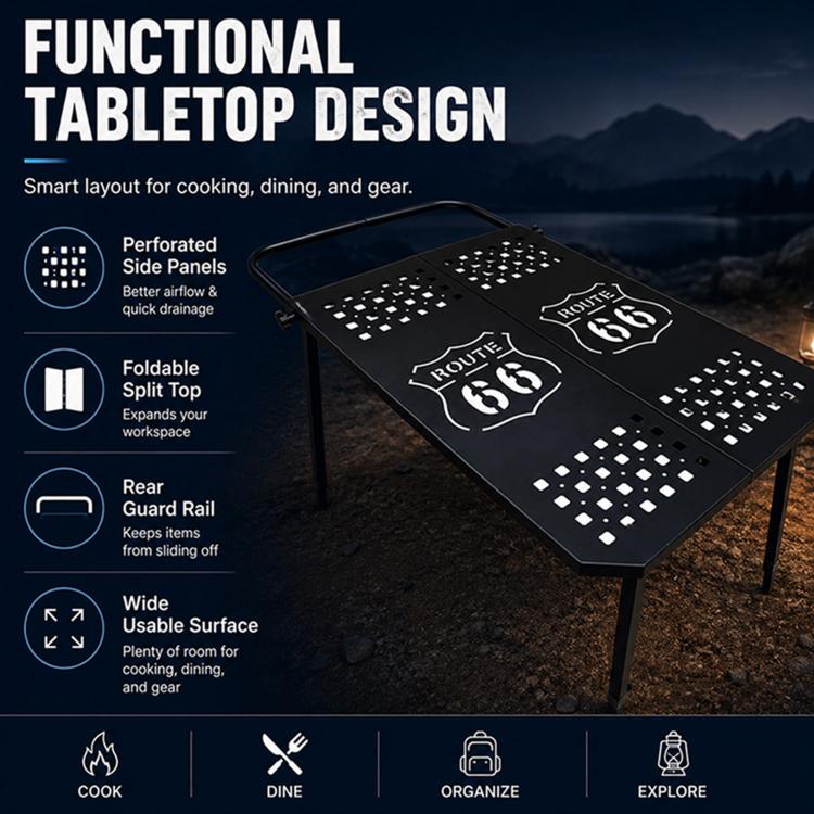 Outdoor Camping Off-Road Portable Folding Metal Dining Table