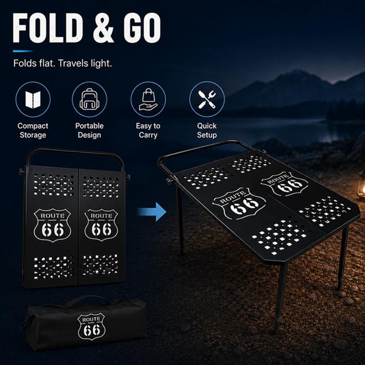 Outdoor Camping Off-Road Portable Folding Metal Dining Table