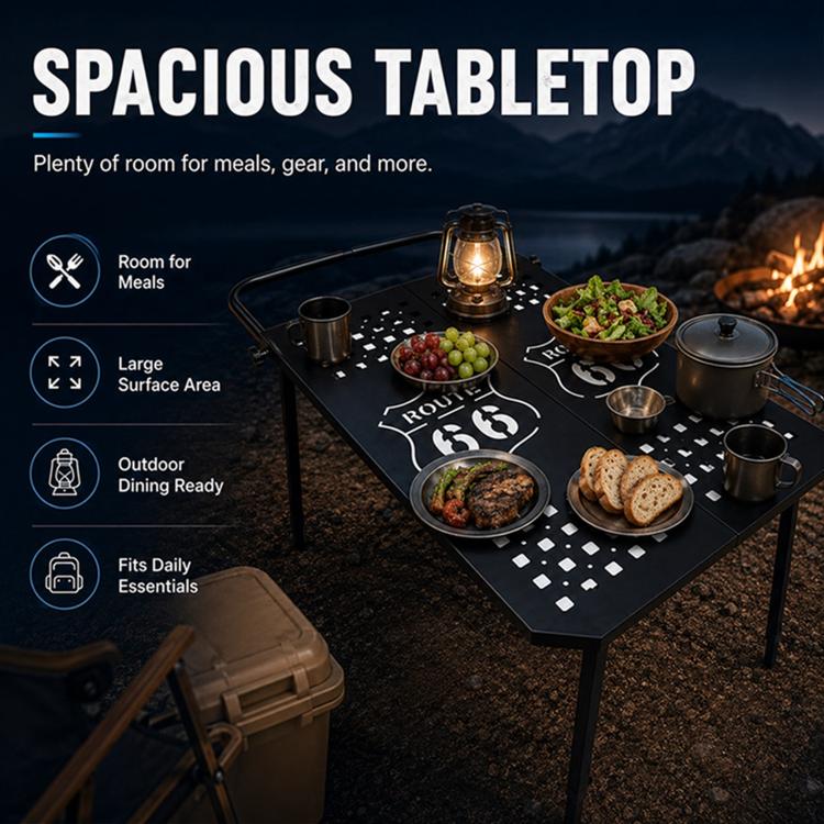 Outdoor Camping Off-Road Portable Folding Metal Dining Table