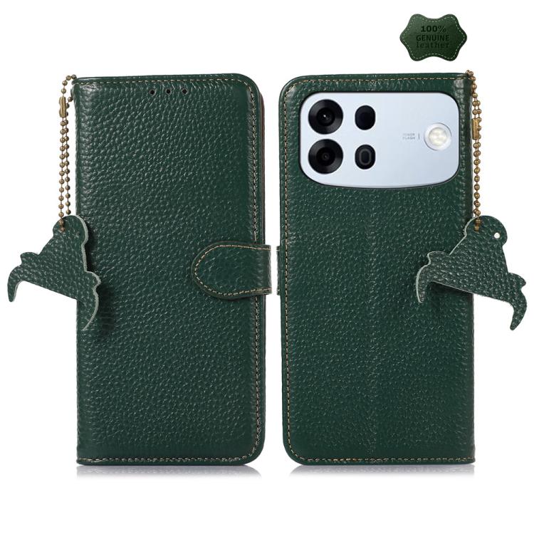 Genuine Leather Litchi Texture RFID Leather Phone Case