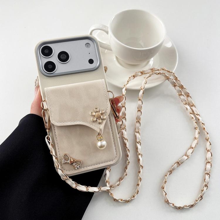 Leather Leopard Print Card Bag Phone Case with Crossbody Chain