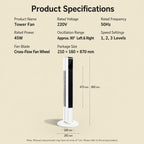 Freestanding Tower Fan, Three-Speed Bladeless Floor Fan — view 11