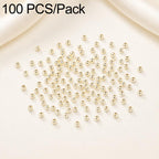 100 PCS/Pack Gold-Plated Round Spacer Beads for DIY Jewelry Making, Smooth Finish, Straight Hole