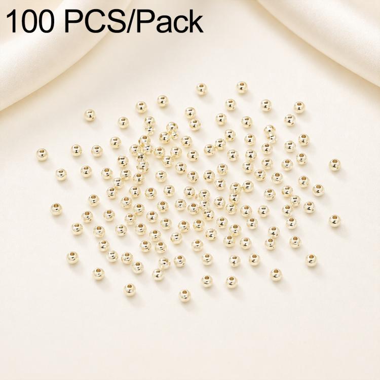 100 PCS/Pack Gold-Plated Round Spacer Beads for DIY Jewelry Making, Smooth Finish, Straight Hole