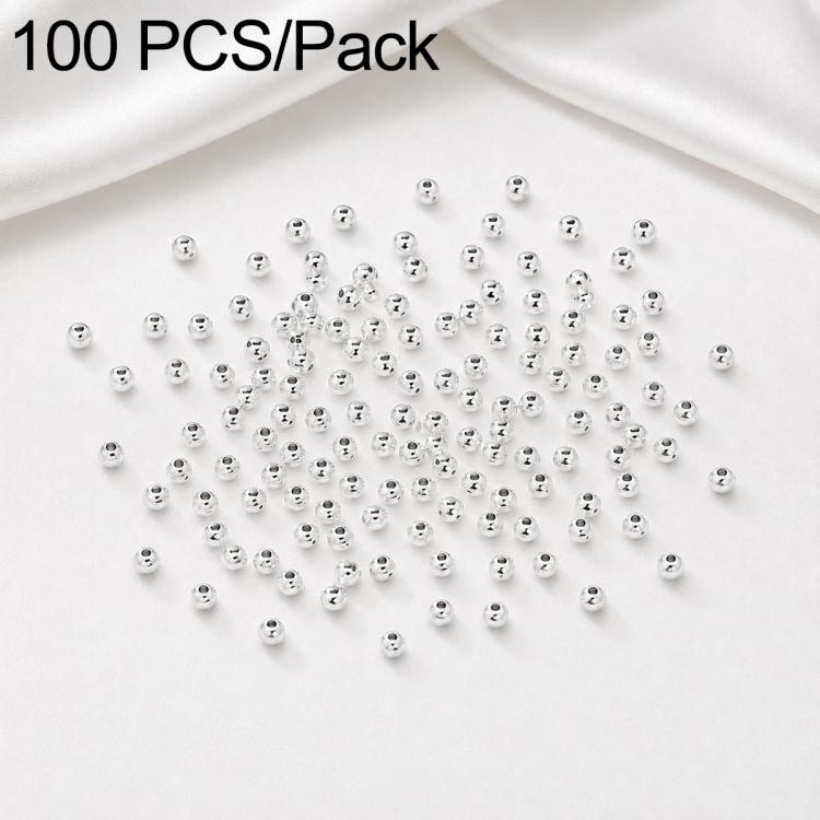 100 PCS/Pack Gold-Plated Round Spacer Beads for DIY Jewelry Making, Smooth Finish, Straight Hole — 3mm Hole 1.2mm