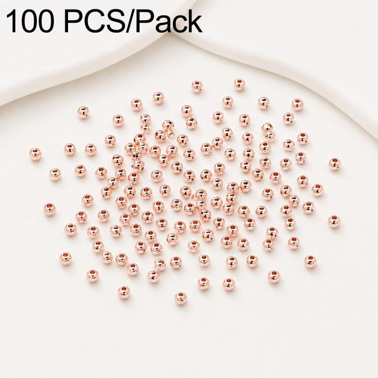 100 PCS/Pack Gold-Plated Round Spacer Beads for DIY Jewelry Making, Smooth Finish, Straight Hole — 3mm Hole 1.5mm