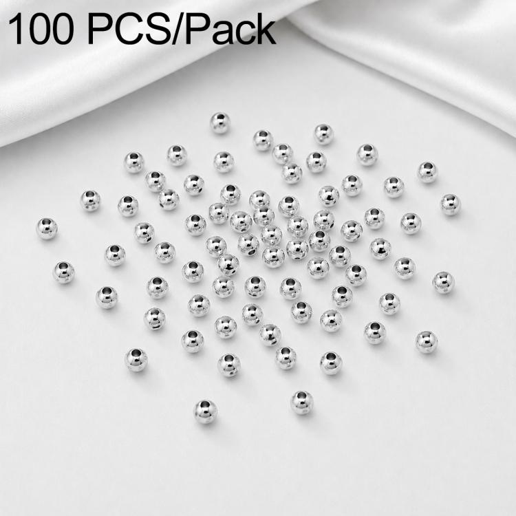 100 PCS/Pack Gold-Plated Round Spacer Beads for DIY Jewelry Making, Smooth Finish, Straight Hole — 5mm Hole 2mm