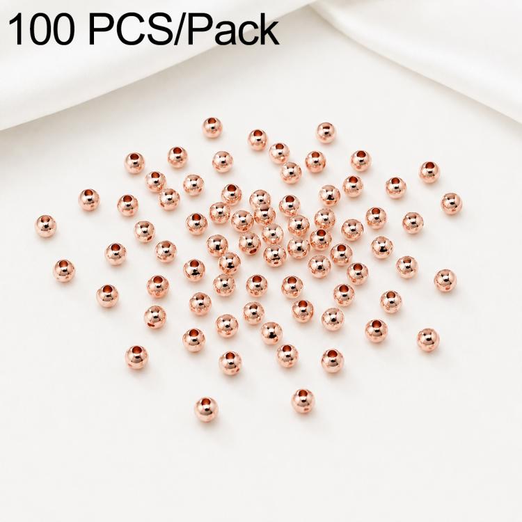 100 PCS/Pack Gold-Plated Round Spacer Beads for DIY Jewelry Making, Smooth Finish, Straight Hole — 6mm Hole 2.5mm