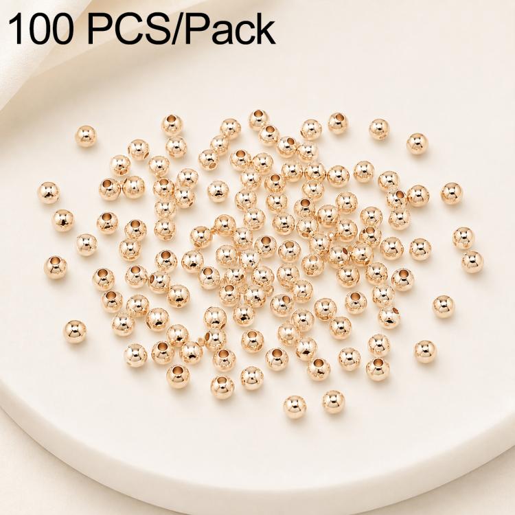 100 PCS/Pack Gold-Plated Round Spacer Beads for DIY Jewelry Making, Smooth Finish, Straight Hole — view 24