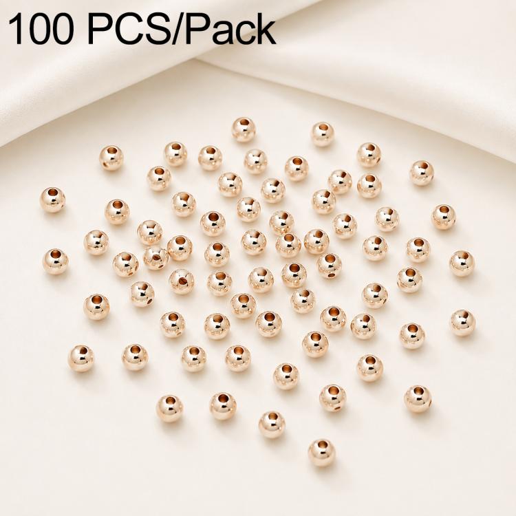 100 PCS/Pack Gold-Plated Round Spacer Beads for DIY Jewelry Making, Smooth Finish, Straight Hole — view 30
