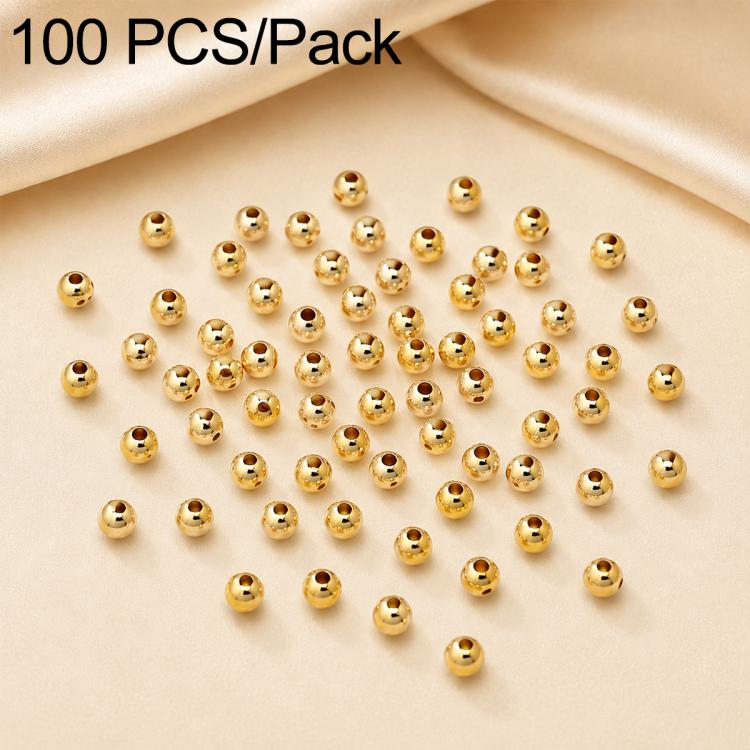 100 PCS/Pack Gold-Plated Round Spacer Beads for DIY Jewelry Making, Smooth Finish, Straight Hole — view 32