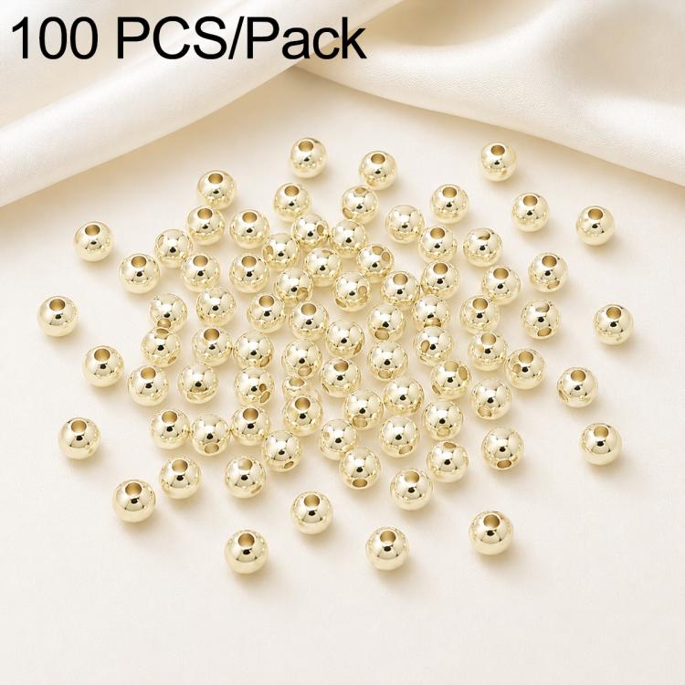100 PCS/Pack Gold-Plated Round Spacer Beads for DIY Jewelry Making, Smooth Finish, Straight Hole — view 37