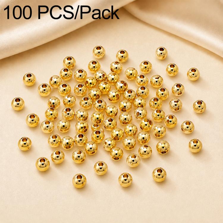 100 PCS/Pack Gold-Plated Round Spacer Beads for DIY Jewelry Making, Smooth Finish, Straight Hole — view 38