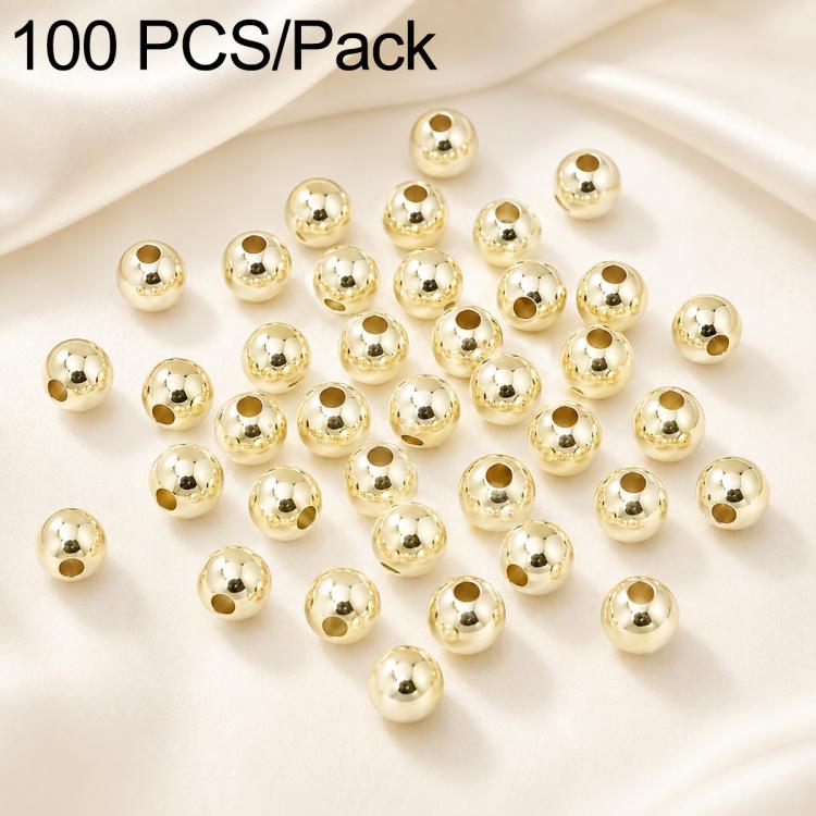100 PCS/Pack Gold-Plated Round Spacer Beads for DIY Jewelry Making, Smooth Finish, Straight Hole — view 49