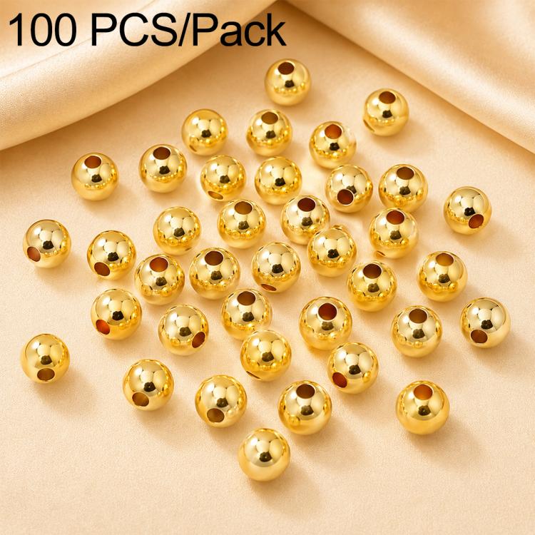 100 PCS/Pack Gold-Plated Round Spacer Beads for DIY Jewelry Making, Smooth Finish, Straight Hole — view 50