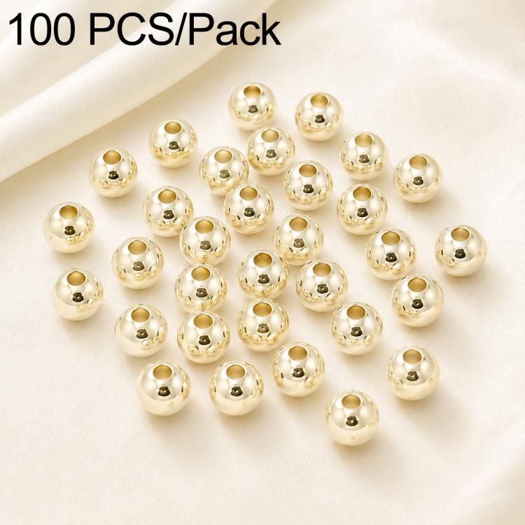 100 PCS/Pack Gold-Plated Round Spacer Beads for DIY Jewelry Making, Smooth Finish, Straight Hole