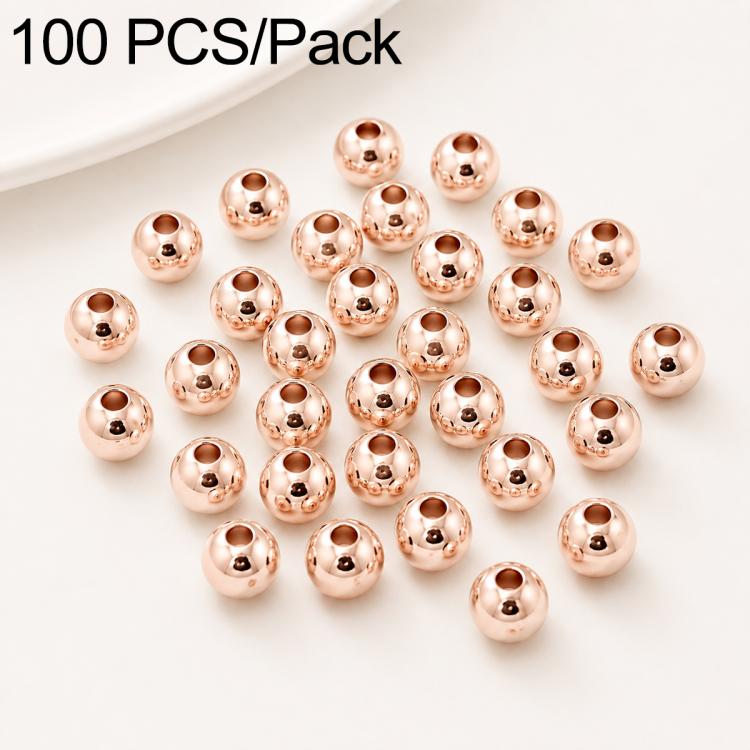 100 PCS/Pack Gold-Plated Round Spacer Beads for DIY Jewelry Making, Smooth Finish, Straight Hole — 18K Gold