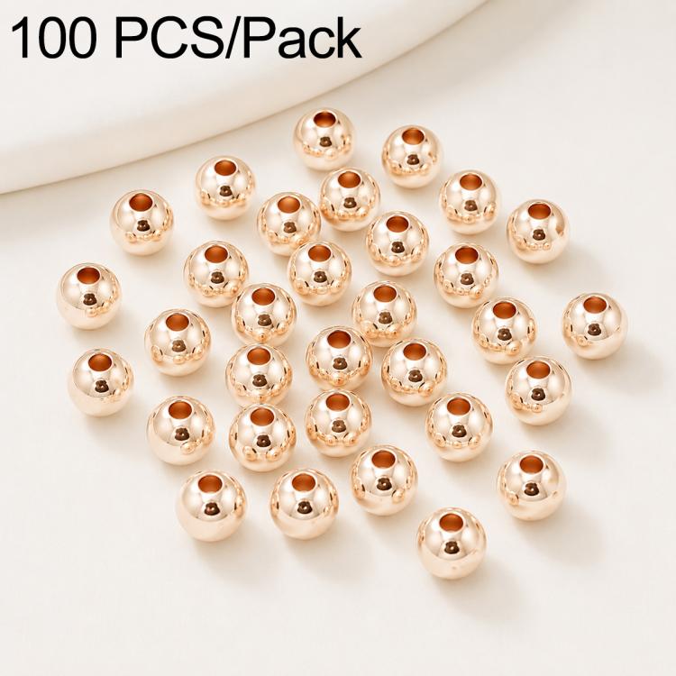 100 PCS/Pack Gold-Plated Round Spacer Beads for DIY Jewelry Making, Smooth Finish, Straight Hole — White Gold