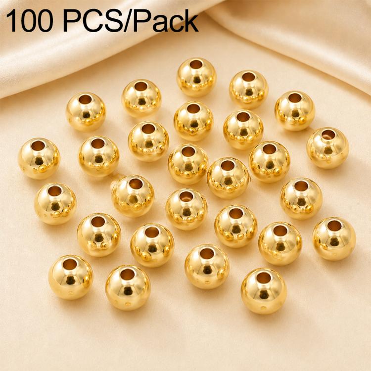 100 PCS/Pack Gold-Plated Round Spacer Beads for DIY Jewelry Making, Smooth Finish, Straight Hole — Rose Gold