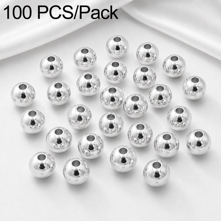 100 PCS/Pack Gold-Plated Round Spacer Beads for DIY Jewelry Making, Smooth Finish, Straight Hole — Champagne Gold KC