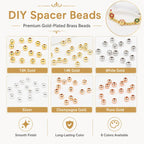 100 PCS/Pack Gold-Plated Round Spacer Beads for DIY Jewelry Making, Smooth Finish, Straight Hole