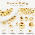 100 PCS/Pack Gold-Plated Round Spacer Beads for DIY Jewelry Making, Smooth Finish, Straight Hole