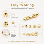 100 PCS/Pack Gold-Plated Round Spacer Beads for DIY Jewelry Making, Smooth Finish, Straight Hole