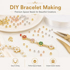 100 PCS/Pack Gold-Plated Round Spacer Beads for DIY Jewelry Making, Smooth Finish, Straight Hole